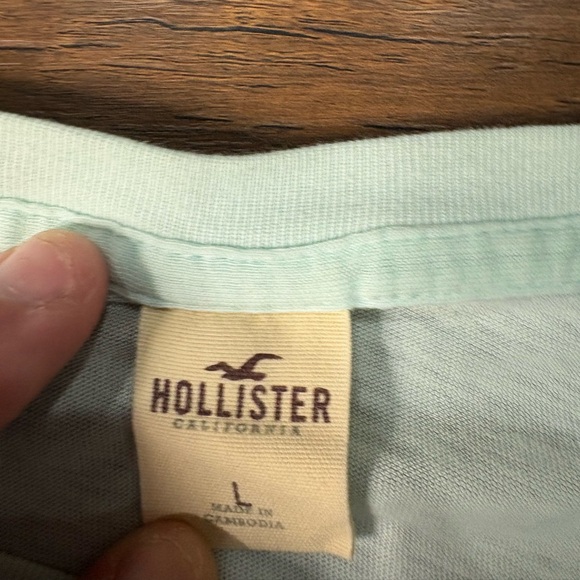 Hollister Mint Tee with Pink stitched Graphic Y2K large - Picture 4 of 6